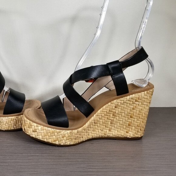 Louise et Cie Palina Platform Wedge Sandal, Black Leather, Womens Size 8.5 - Picture 6 of 11